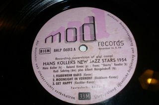 HANS KOLLER Jazz Stars 54,  MOD German JAZZ LP,  prod.  Gigi Campi 5