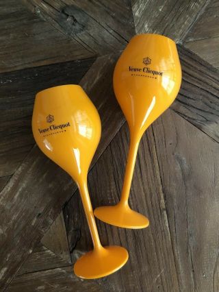 Veuve Clicquot Acrylic Tasting Glass Flutes Set Of 2 Orange
