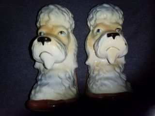 Exquisite Vintage Large Poodle Dog Fine German Porcelain Bookends Circa 40s 50 