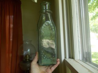 Huge 13 3/4 " Half Gallon Civil War Era Wreath Pickle Bottle Crude 1860 Smoothbase