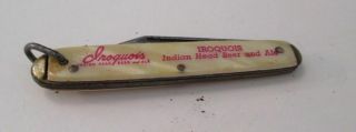 Vintage " Iroquois Indian Head " Beer And Ale Pocket Knife Buffalo Ny