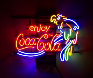 Enjoy Cola Parrot Neon Sign True Glass Beer Bar Boutique Room Wall Decor Light 2