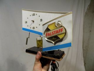 1950s Falstaff Toasting Beer Mugs Light Up Motion Beer Sign Clock Tavern Pub 50s