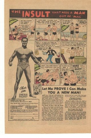 1972 " The Insult That Made A Man Out Of Mac " Charles Atlas Body Building Ad