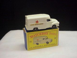 Vintage Matchbox Series No.  14 Lesney Lomas Ambulance With Box