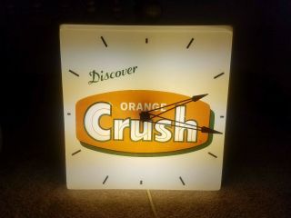 1970s Orange Crush 15 " Square Clock 120 Volt