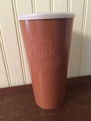 Vintage Nestle’s Quik Shake 16 Oz Shaker Cup & Lid Retro 70s Chocolate Euc