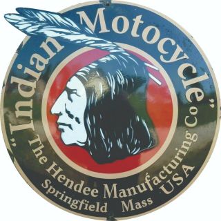 Porcelain Indian Motorcycles Enamel Sign Size 24 " X 16 " Inches