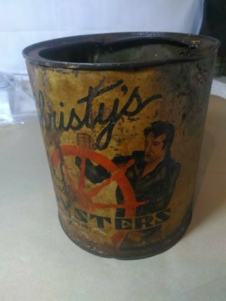 Vintage Christy ' s 1 gallon Oyster can Crisfield Maryland Oysters Tin 8
