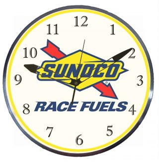 Sunoco Race Fuels 15 " Retro Style Pam Advertising Clock Led Backlighted Gas Oil