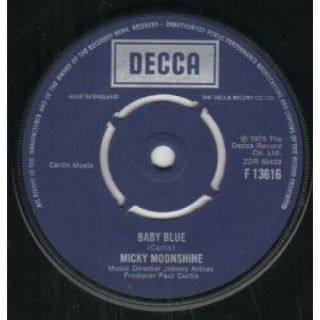 Micky Moonshine Baby Blue 7 " Vinyl Four Prong Label Design B/w Instrumental (f