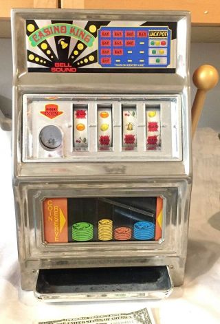 Vintage Waco Viii Ii " Casino King " Heavy Metal Slot Machine Bank Toy
