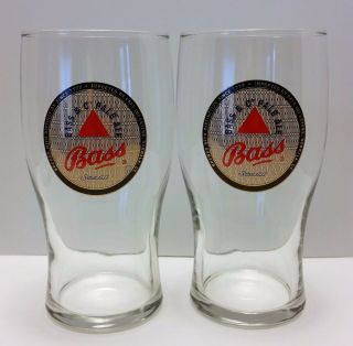 Bass & Co Pale Ale Beer Pint 20oz Glass Metallic Set Of 2 Hard To Find