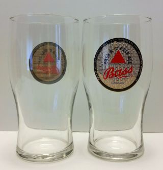 BASS & CO PALE ALE BEER PINT 20OZ GLASS METALLIC SET OF 2 HARD TO FIND 2