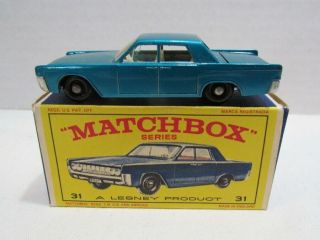 Matchbox No.  31 Lincoln Continental Die - Cast Car Lesney Vintage Nmib