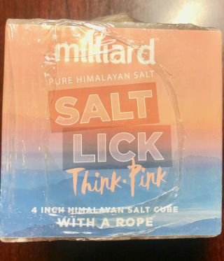 Milliard Pure Himalayan Salt Lick 4 Inch Cube With Rope Think Pink For Horses