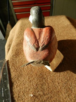 Carved Wood Ruddy Duck Drake Artist Signed M.  J.  WOLE,  1987,  INSCRIBED,  XLNT DETAIL 5