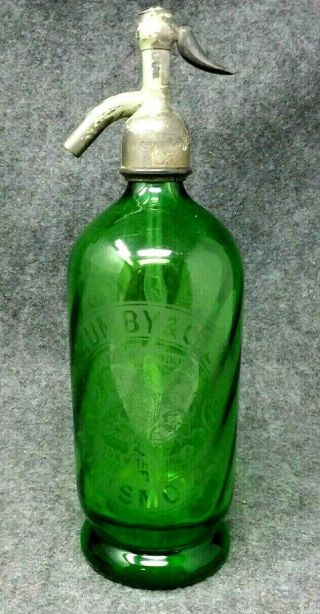 Antique Mumby & Co Portsmouth Uk Emerald Green Seltzer Bottle 10 "