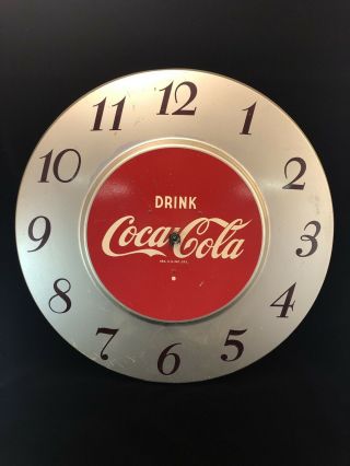 Coca Cola General Electric / Telechron Clock Silver 1950s