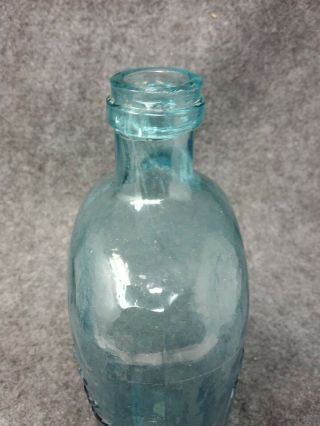1 Qt.  Early BLUE AQUA WHISKEY FLASK Embossed FOR PIKE ' S PEAK Miner Hunting Image 4