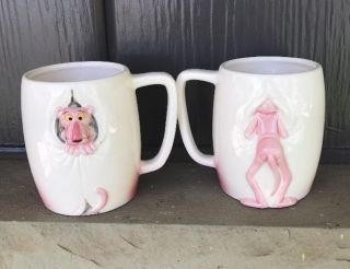 2 X Royal Orleans 1981 Pink Panther United Artist Ceramic Cups Mugs Htf