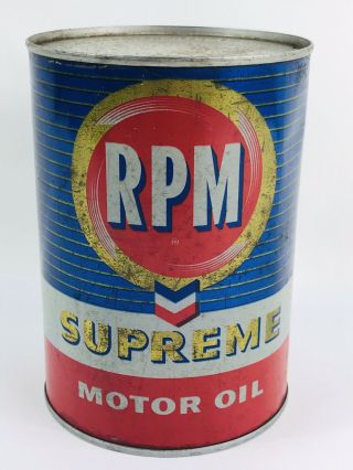 Rpm Chevron Supreme Motor Oil 1 Qt.  Can,  Gas & Oil Advertising 171