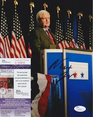 Newt Gingrich Signed 8x10 Photo W/ Jsa U31913