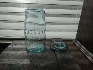 Vintage Fruit Jar 1 Qt.  Aqua Very Rare Woodbury 19