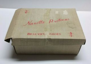 Vintage Shoe Box Nanette Preteens 8.  25 " Long 1960s 1970s Empty Brown