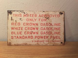 Vintage  Standard Oil  Red,  White,  And Blue Crown Gasoline Meter Sign