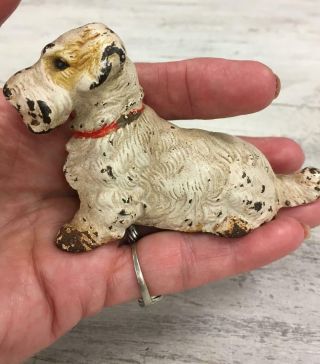 Antique Cast Iron Painted Terrier Dog Figurine Hubley