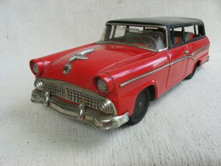 1956 Ford Station Wagon Tin Toy Car Japan Red / Black
