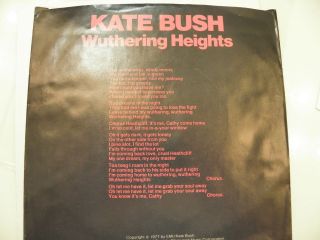 Kate Bush Wuthering Heights 45rpm Record & PS 1977 US Mono/Stereo Promo 2