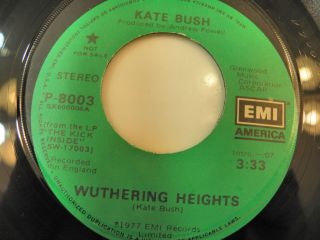 Kate Bush Wuthering Heights 45rpm Record & PS 1977 US Mono/Stereo Promo 3