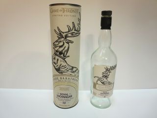 Game Of Thrones Scotch Whisky Royal Lochnagar House Baratheon Empty Bottle