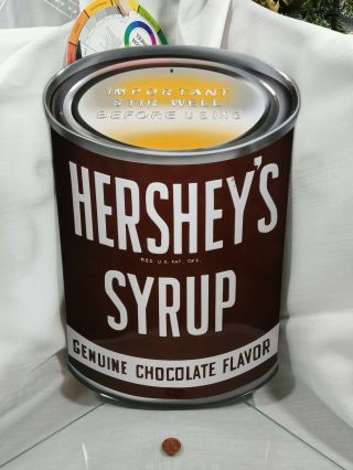 Hershey Chocolate Syrup Sign Die Cut Can Advertising Wall Hanging Decor 14.  5 "