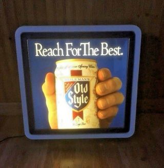 Vtg Old Style Beer Lighted Sign 1970s Can Pure Spring Water Reach For The Best