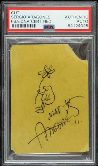 1971 Sergio Aragones Mad Artist Dude W/ Flower Sketch & Autograph (psa)