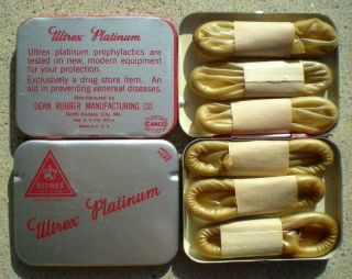 Condom Tin Prophylactic Antique ULTREX PLATINUM 2
