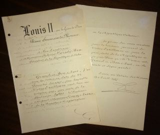 1937 Prince Of Monaco Louis Ii Signed Diplomatic Letter To Federico Laredo Bru