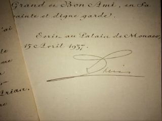 1937 Prince of Monaco Louis II Signed Diplomatic Letter to Federico Laredo Bru 2
