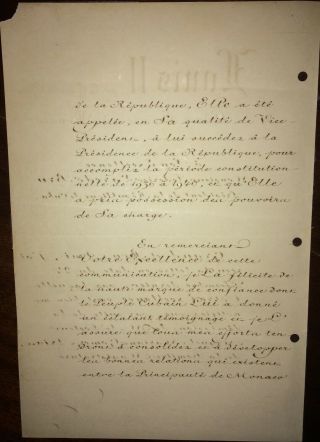 1937 Prince of Monaco Louis II Signed Diplomatic Letter to Federico Laredo Bru 4