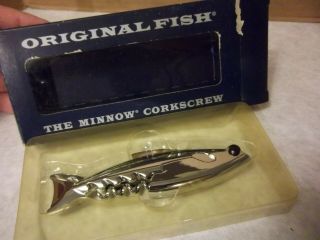 “original Fish” The Minnow Corkscrew Wine Bottle Opener Chrome Made In Uk