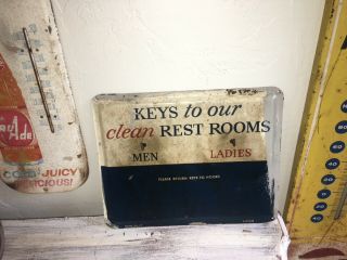 1950’s Gulf Rest Rooms Gas Station Metal Key Holder Sign