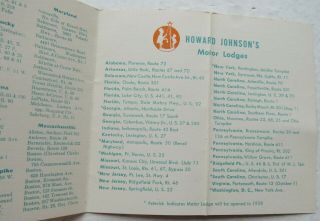 Howard Johnson ' s Directory From Maine To Florida 3