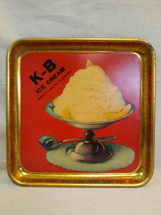 Rare Antique 1920s/30s K - B Ice Cream Metal Litho Serving Tray - 13 - 1/2 " X 13 - 1/2 "