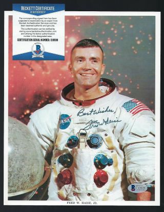 Fred Haise Signed 8x10 Nasa Litho Bas Authenticated Apollo 13 Astronaut