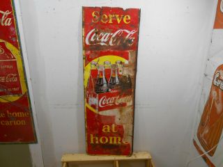 1950 Coca Cola Coke Large 51 " X 17 " 6 Pack Soda Bottles Tin Sign