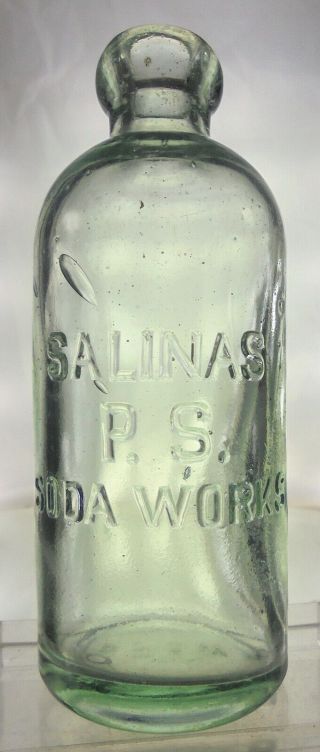 P.  S.  Soda Salinas,  California Antique Hutchinson Soda Bottle