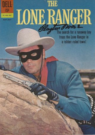The Lone Ranger,  Dell Comic,  Cover Only,  Hand Signed / Autographed Clayton Moore